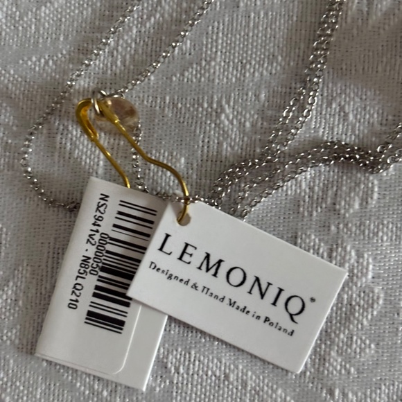 Lemoniq 30" Sterling Chain with Amber Swarovski Crystal Pendant - Picture 4 of 6